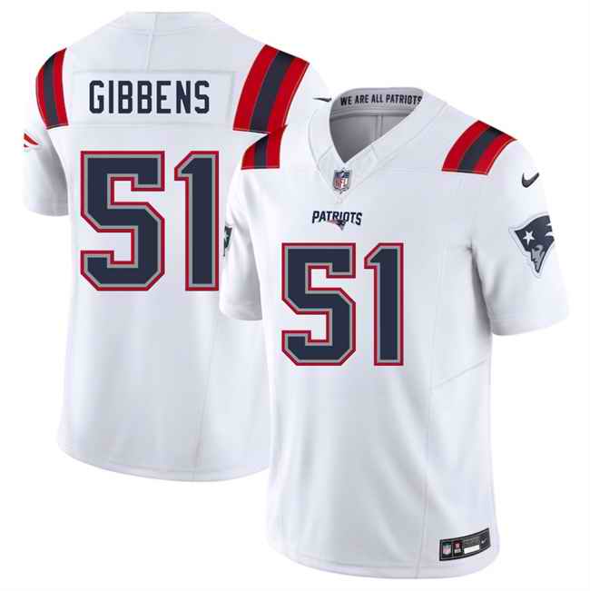 Men's New England Patriots #51 Jack Gibbens White 2025 F.U.S.E. Vapor Limited Stitched Football Jersey